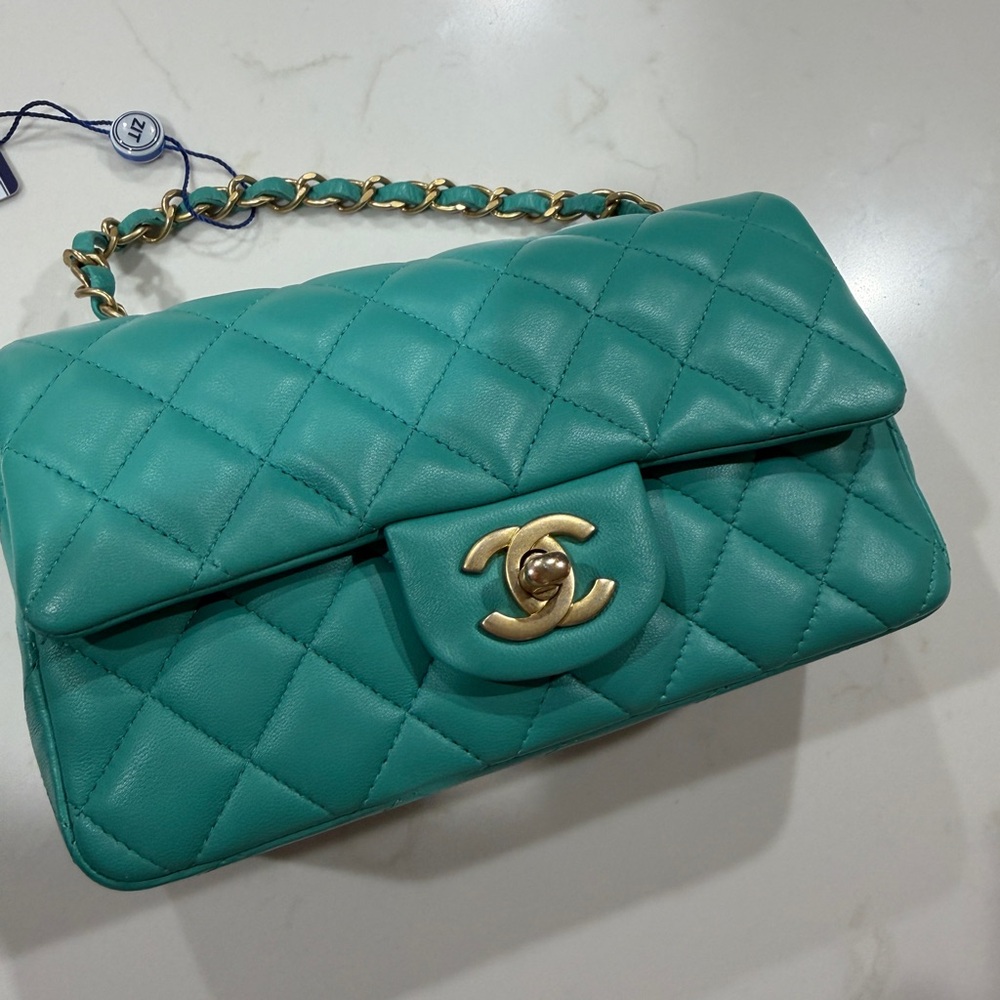 Chanel Classic Quilted Flap Bag in Teal with Gold Hardware